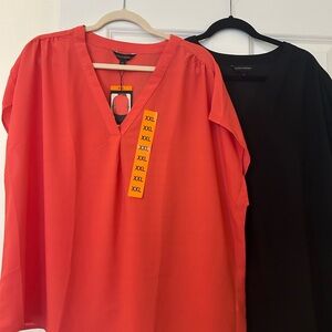 Set of 2 NEW Banana Republic Tops in both Black and Coral.  Size XXL